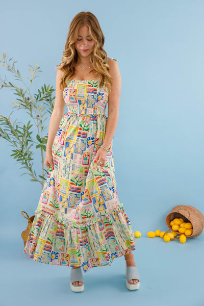 Bila77 Linda Flora Dress-Vibrant Print Vacation Dress- Women's Summer Beach Dress