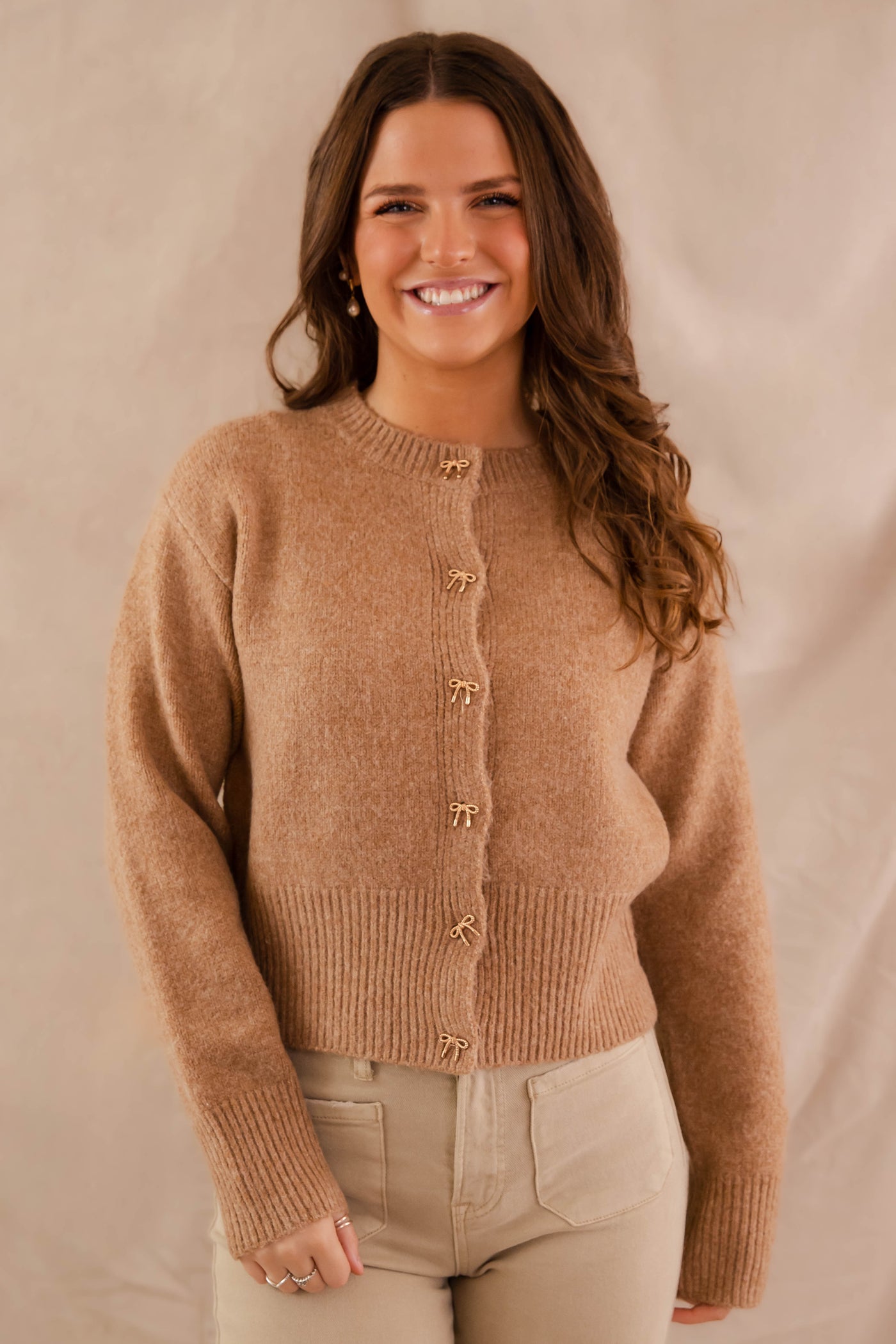 Totally Smitten Cardigan-Taupe