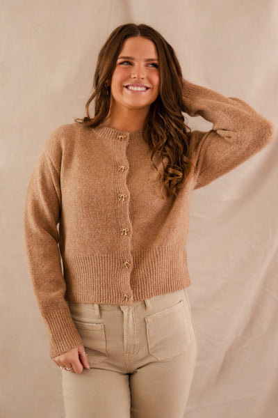 Totally Smitten Cardigan-Taupe