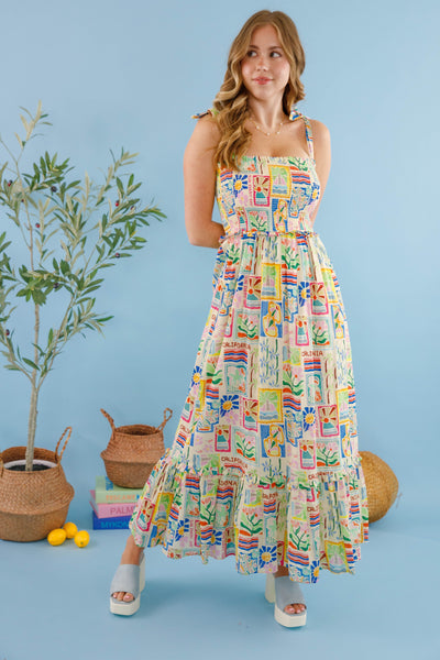 Bila77 Linda Flora Dress-Vibrant Print Vacation Dress- Women's Summer Beach Dress