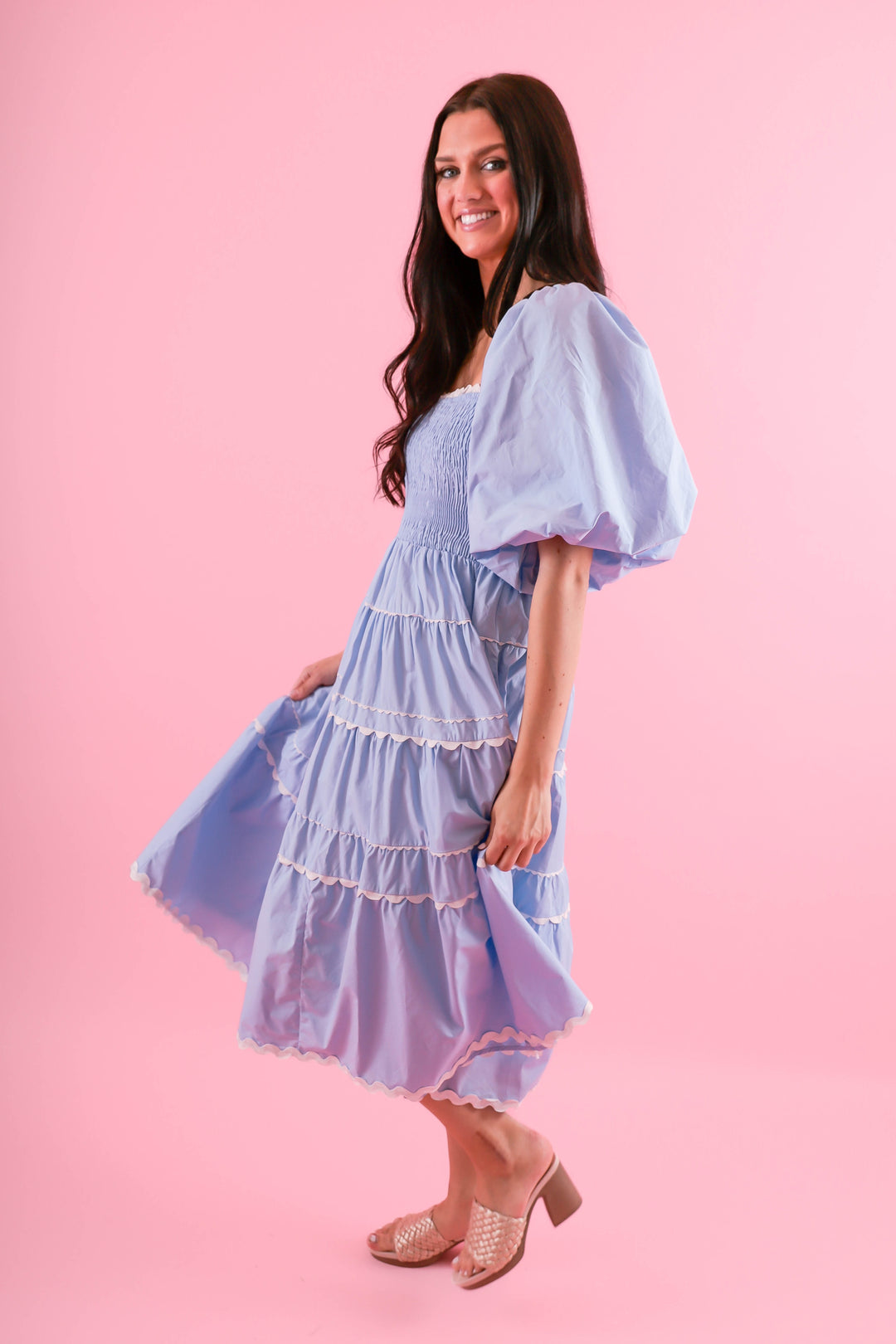 Women's Preppy Dresses- Blue and White Rick Rack Dress- Aureum Dress –  Juliana's Boutique