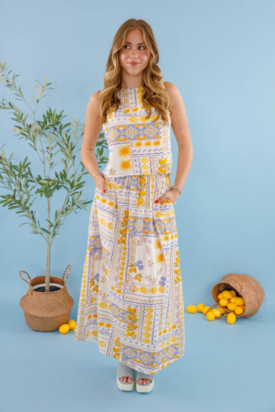 Billa77 Mariel Top- Lemon Open Back Top- Matching Lemon Top and Skirt