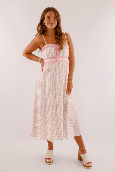 Back To Reality Midi Dress-Pink