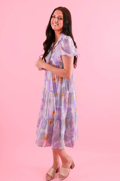 Lavender Floral Midi Dress- TCEC Floral Dress