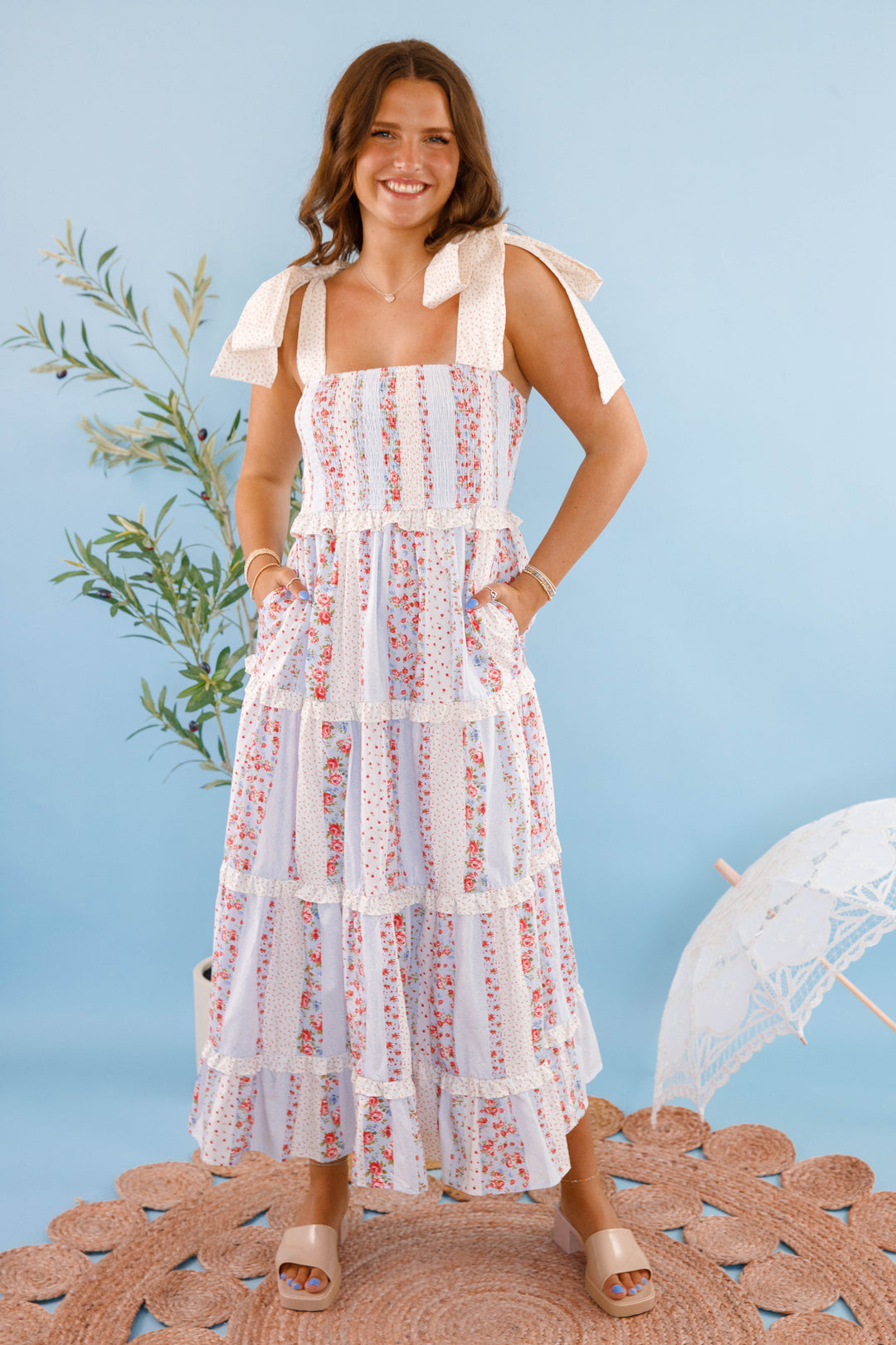 floral maxi dress work Cotton Poplin Floral Maxi Dress- Women's Cottage Flower Dress- PeachLove Maxi  Dresses – Juliana's Boutique
