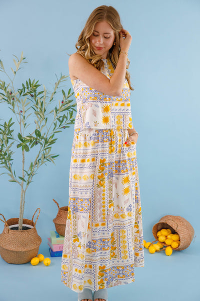 Billa77 Mariel Top- Lemon Open Back Top- Matching Lemon Top and Skirt