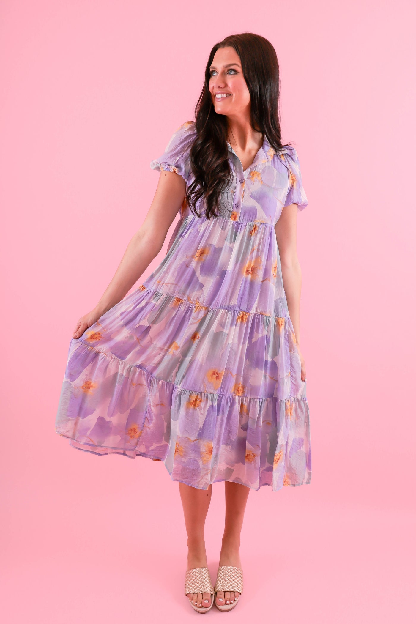 Lavender Floral Midi Dress- TCEC Floral Dress