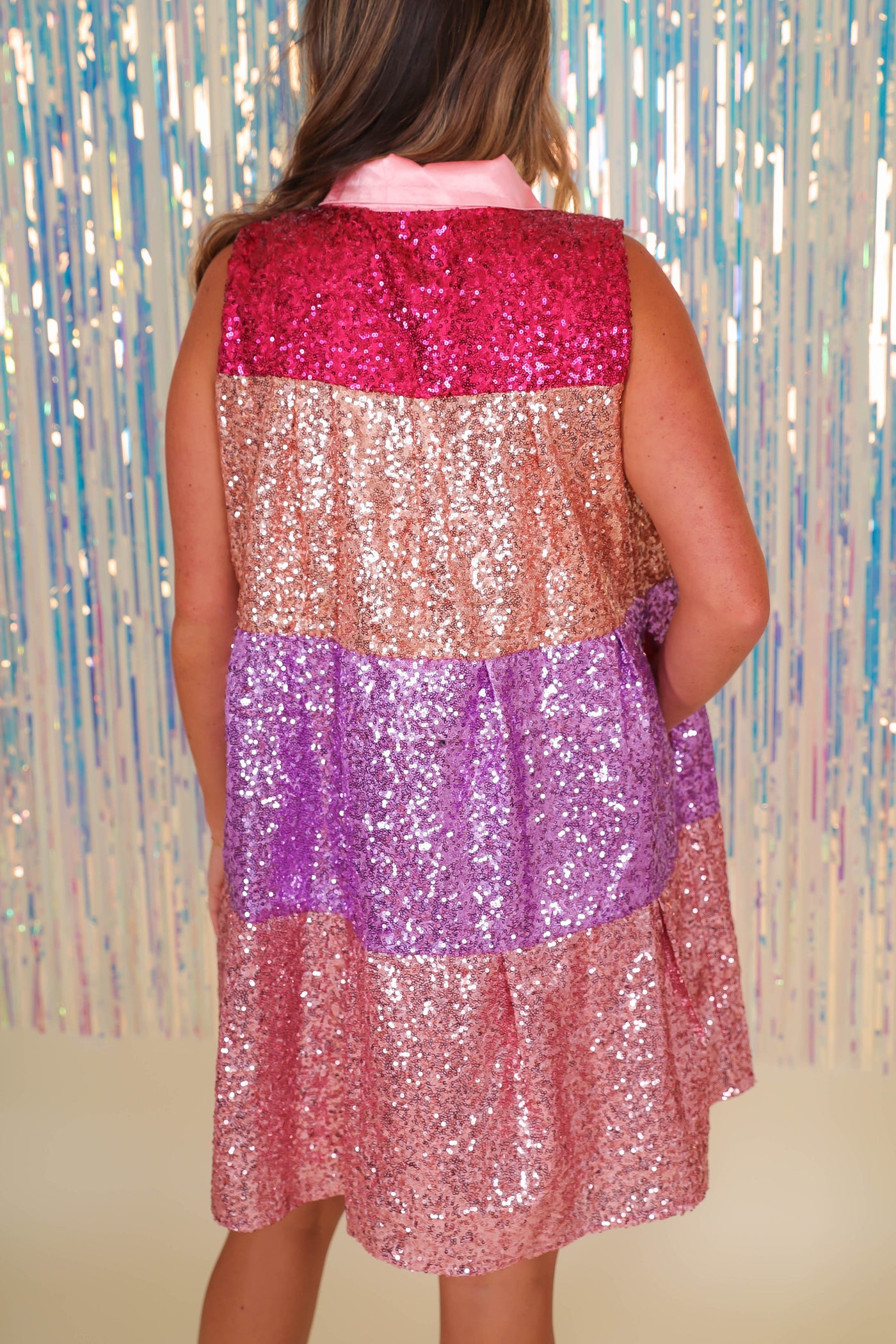 Sparkles Sequin Colorful Dress- Queen of Sequins Striped Dress- All Sequin Striped Dress
