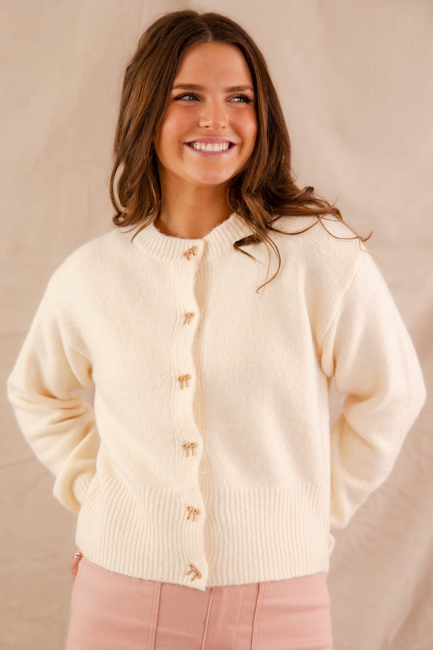 Totally Smitten Cardigan-Cream