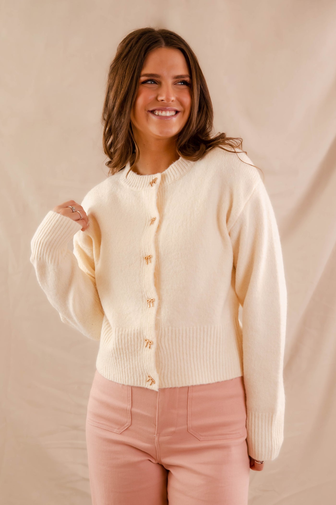 Totally Smitten Cardigan-Cream