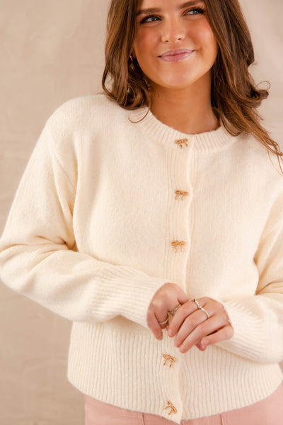 Totally Smitten Cardigan-Cream