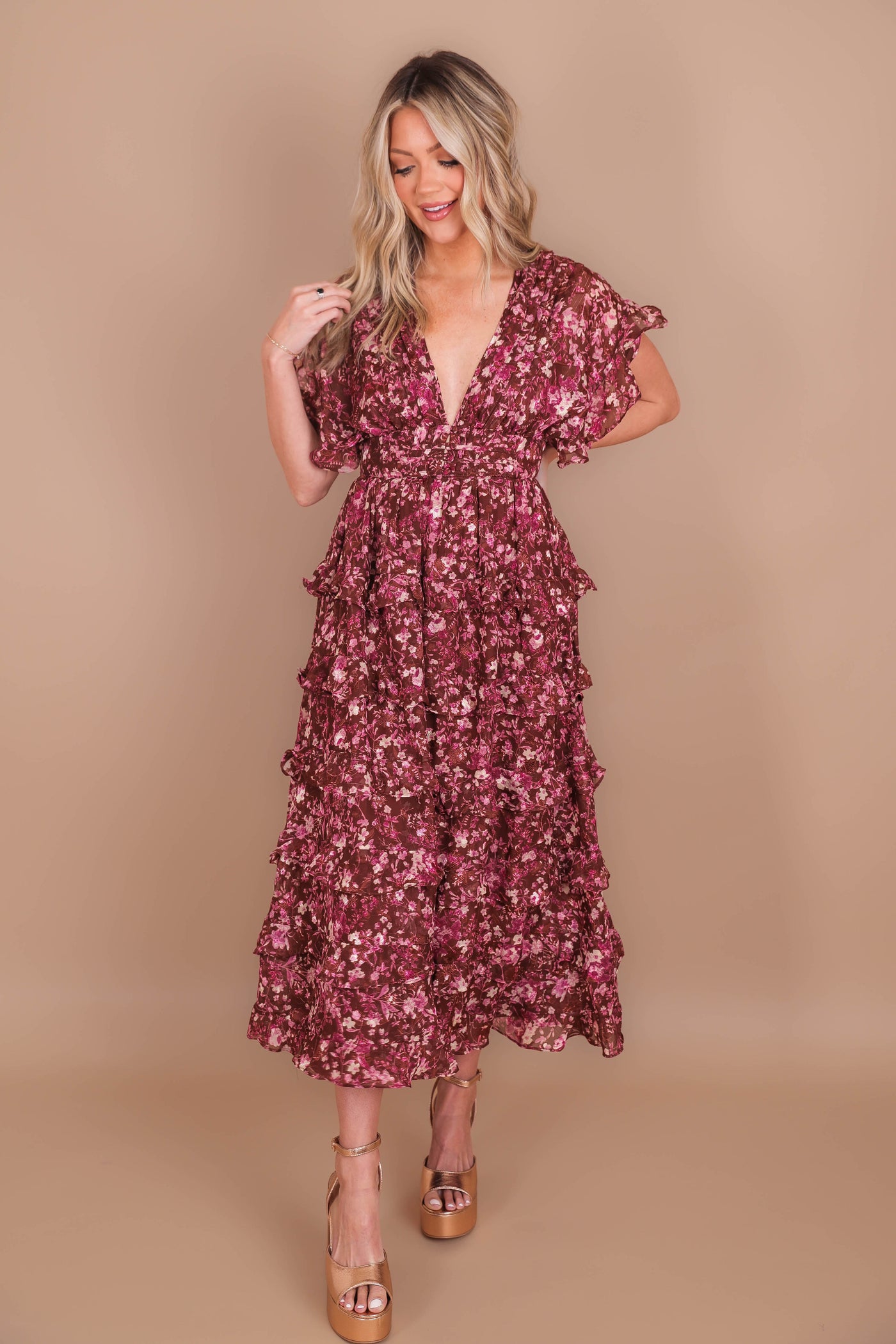Women's Gorgeous Midi Dress- Women's Floral Print Midi- Storia Midi Dresses
