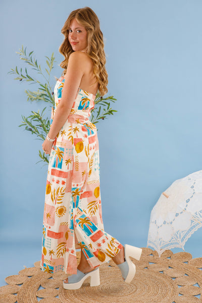 European Summer Style Dress- Women's Strapless Cotton Maxi Dress- Women's Mediterranean Style Dress