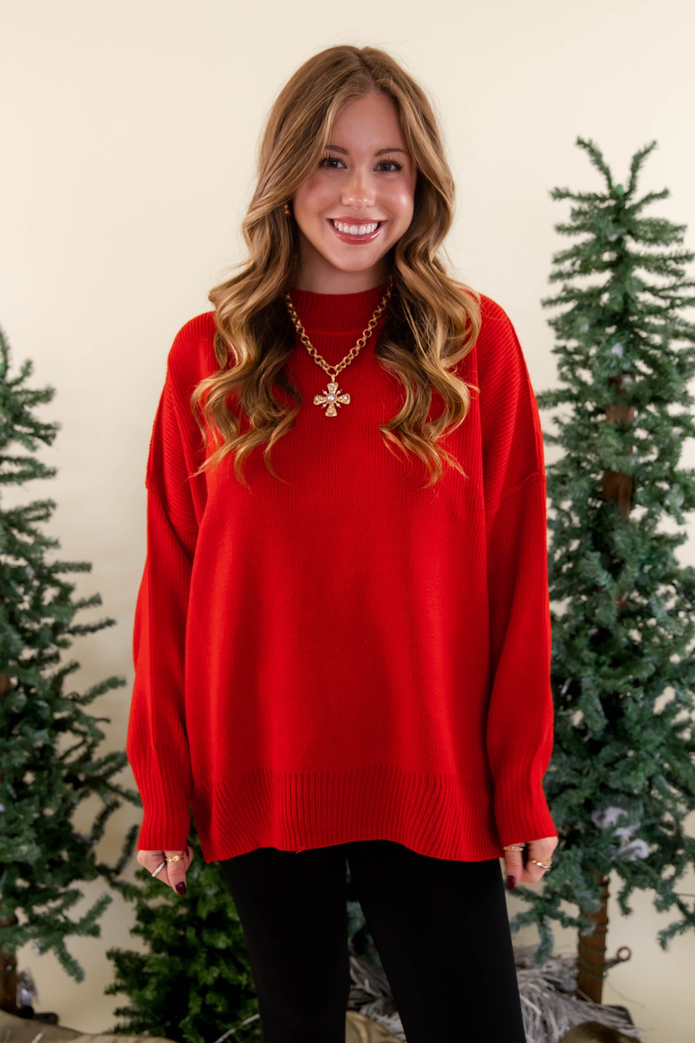 Women's Oversized Sweater- Red Sweater- Sweater For Leggings- Free People Sweater Dupe