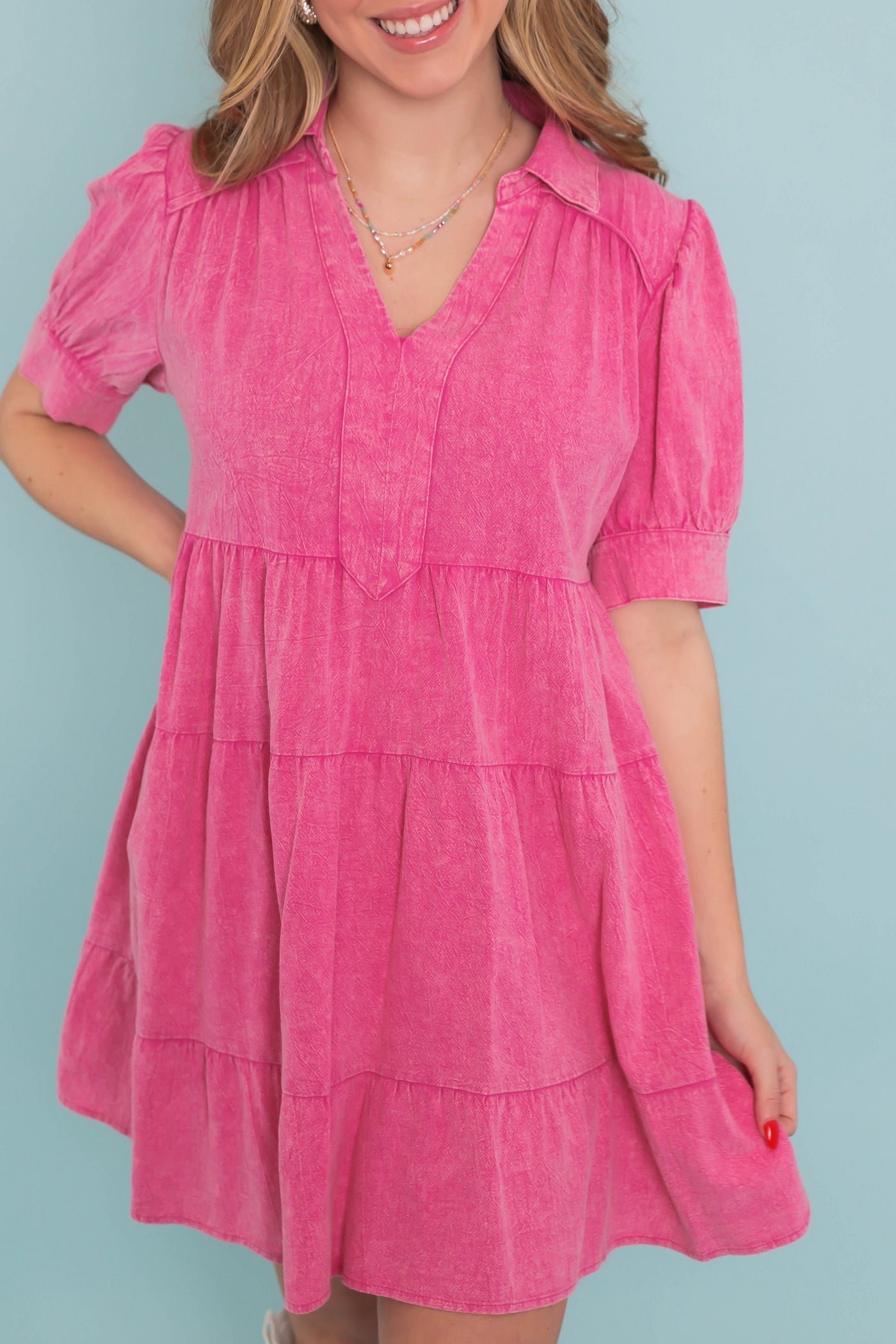 Mineral Wash Tiered Dress- Women's Oversized Dress- Women's Vacation Dresses