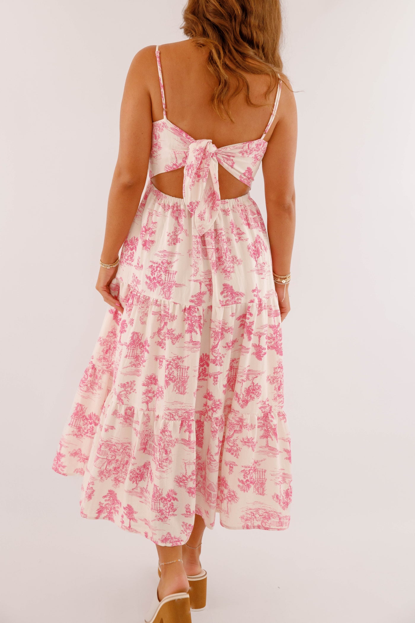 Tropical Print Dress- Pink Maxi Dress- Coastal Grandmother Style Dress