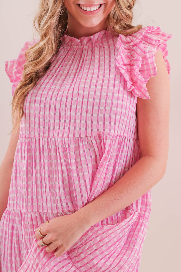 strapless open back dress Pink Gingham Willow Women's Dress – Classic Whimsy main image 1