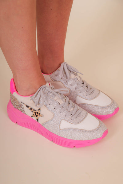 Pink Athletic Sneaker- GG Dupe Sneaker- Hot Pink Cute Sneaker