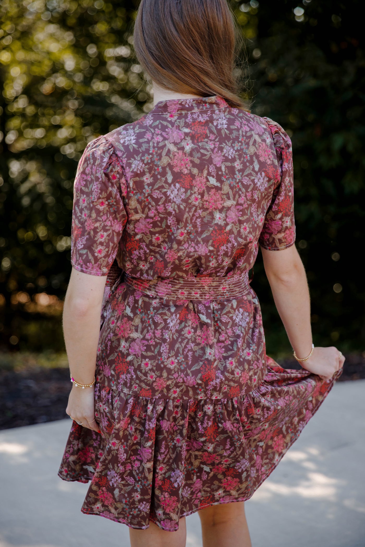 Short Sleeve Floral Print Dress- Muted Floral Print Fall Dress- She + Sky Floral Dress