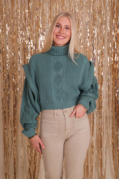 Women's Cable Knit Turtleneck Sweater- Women's Preppy Sweaters- Mable Sweaters