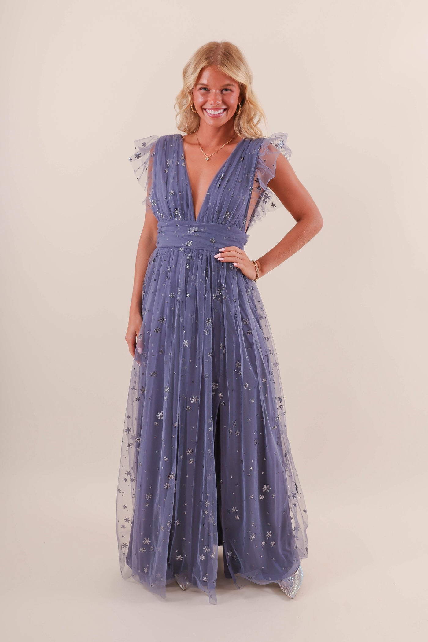 Tulle Maxi Dress- Blue Tulle Dress- Women's Formal Dresses