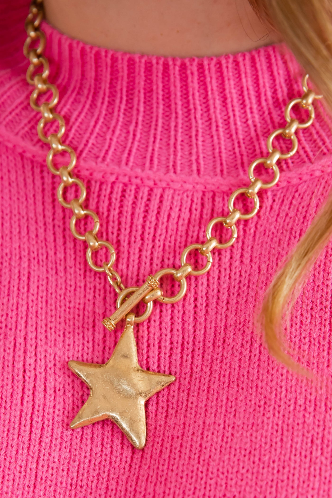 Antique Gold-Plated Star Pendant Necklace