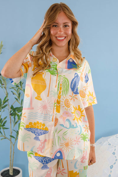 On My Radar Button Down Top