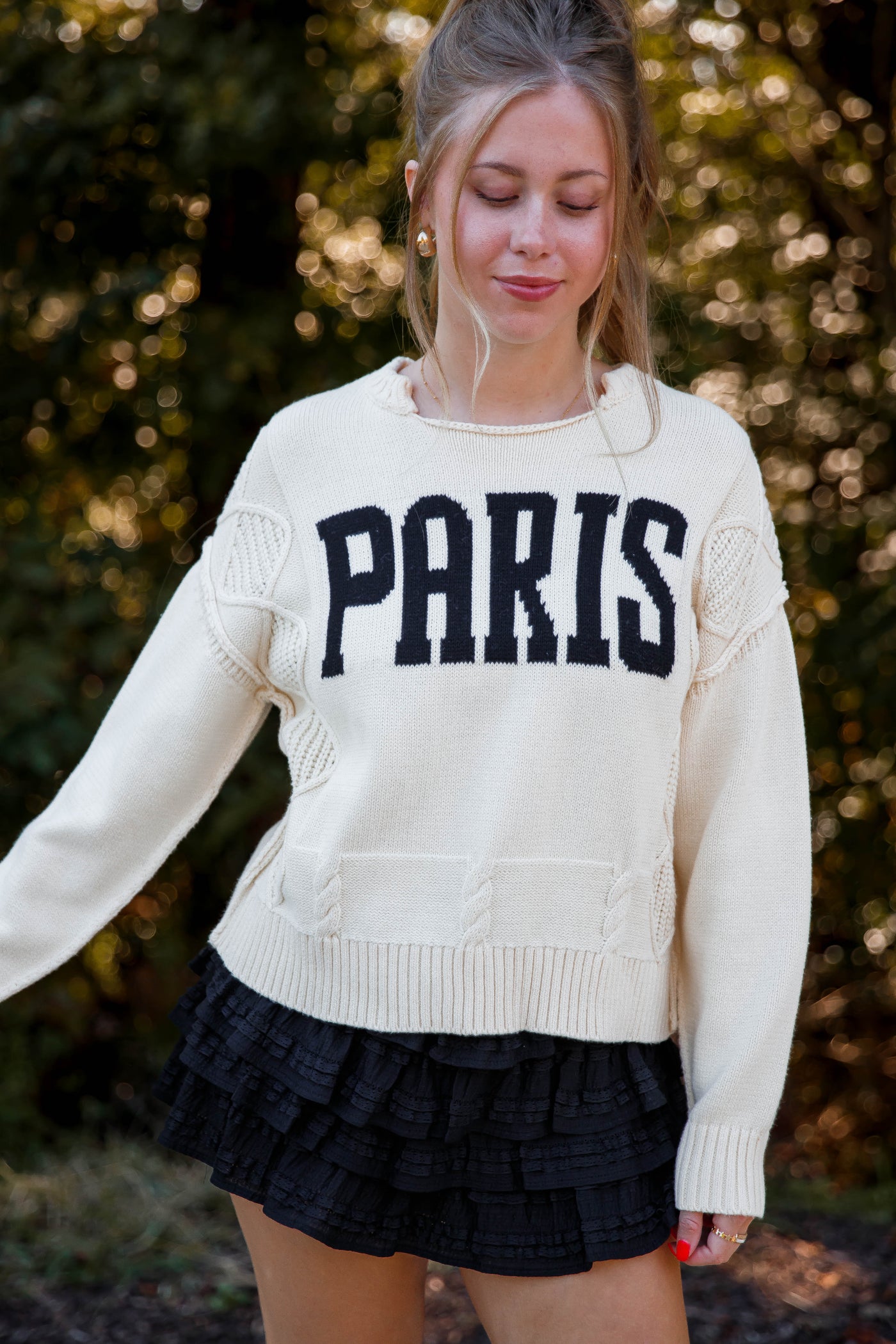 Women's Knitted Paris Sweater- Cable Knit Paris Sweater- Aaron and Amber Paris Sweater