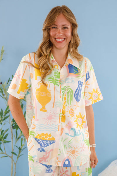 On My Radar Button Down Top