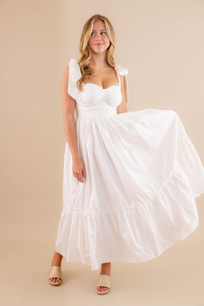 Women's Elegant White Dress- Women's Photoshoot Dresses- Mable Maxi Dress