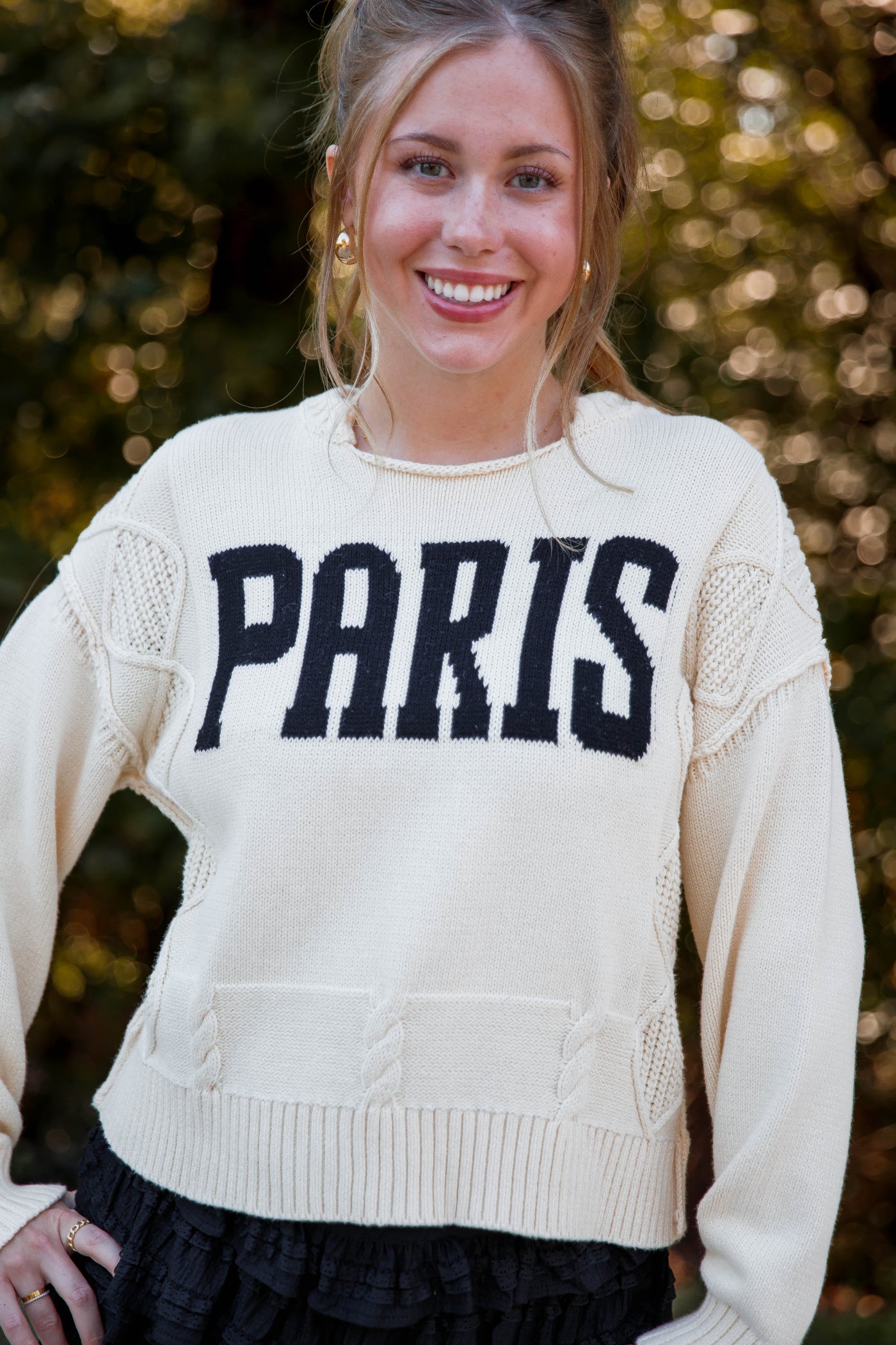 Women's Knitted Paris Sweater- Cable Knit Paris Sweater- Aaron and Amber Paris Sweater