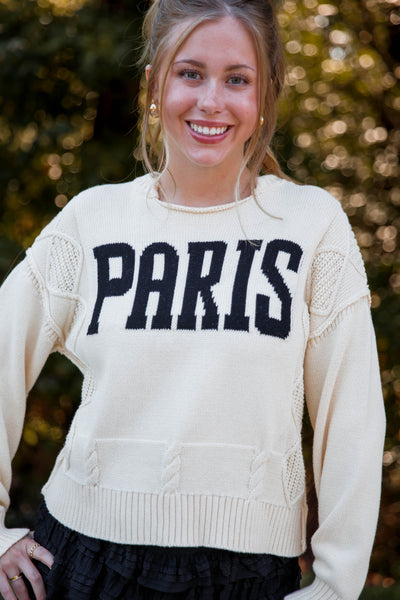 Women's Knitted Paris Sweater- Cable Knit Paris Sweater- Aaron and Amber Paris Sweater
