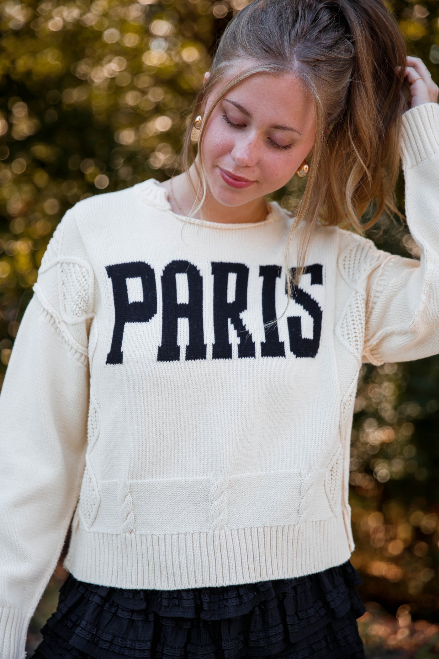 Women's Knitted Paris Sweater- Cable Knit Paris Sweater- Aaron and Amber Paris Sweater