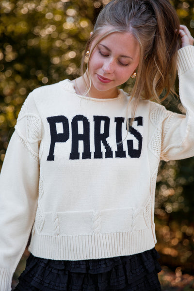 Women's Knitted Paris Sweater- Cable Knit Paris Sweater- Aaron and Amber Paris Sweater