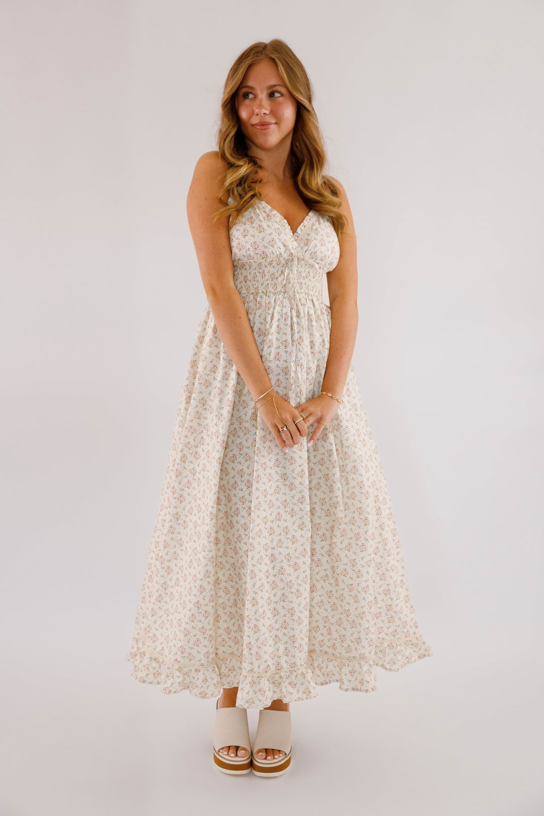 Dainty Floral Print Maxi Dress- Women's Cottagecore Dresses- Mable Maxi Dress Medium