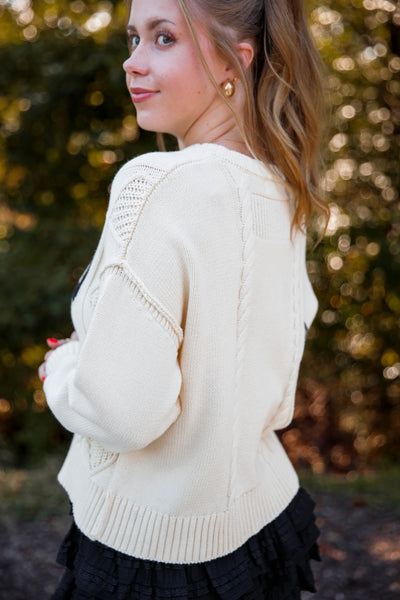 Women's Knitted Paris Sweater- Cable Knit Paris Sweater- Aaron and Amber Paris Sweater