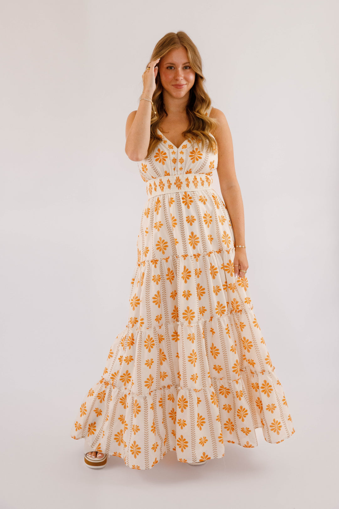 Orange Printed Maxi Dress- Women's Resort Wear- Flying Tomato Maxi Dress –  Juliana's Boutique