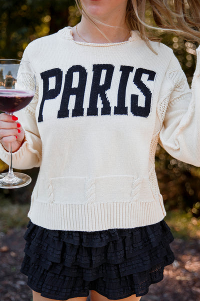 Women's Knitted Paris Sweater- Cable Knit Paris Sweater- Aaron and Amber Paris Sweater