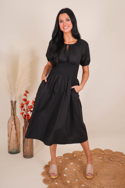 Women's Cotton Midi Dress- Women's Pretty Fall Dresses- Women's Fall Midi Dresses