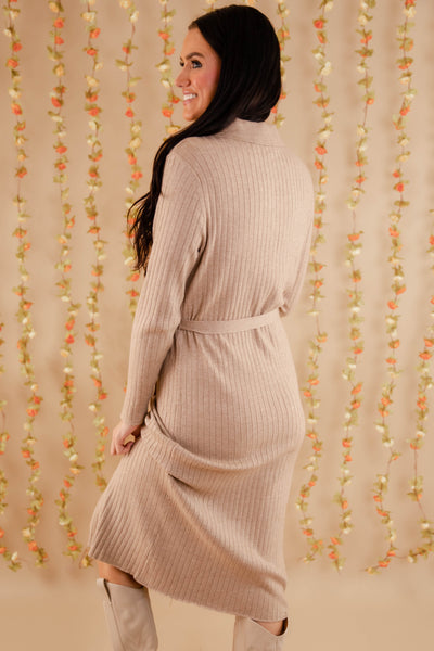 Women's Ribbed Knit Sweater Dress- Women's Midi Sweater Dress- Chic Winter Sweater Dress