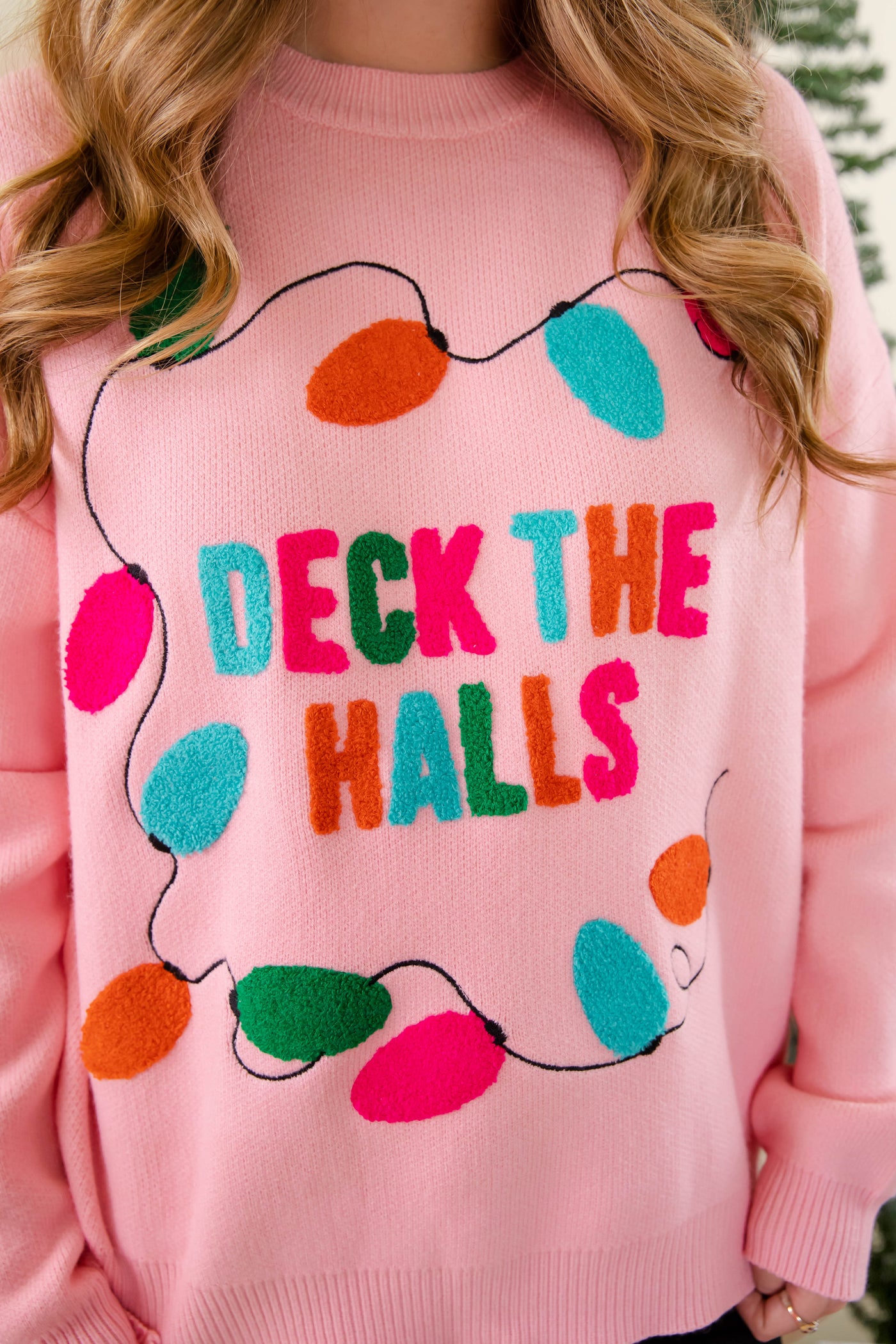 Deck The Halls Sweater- Colorful Christmas Lights Sweater- Main Strip Christmas Lights Sweater