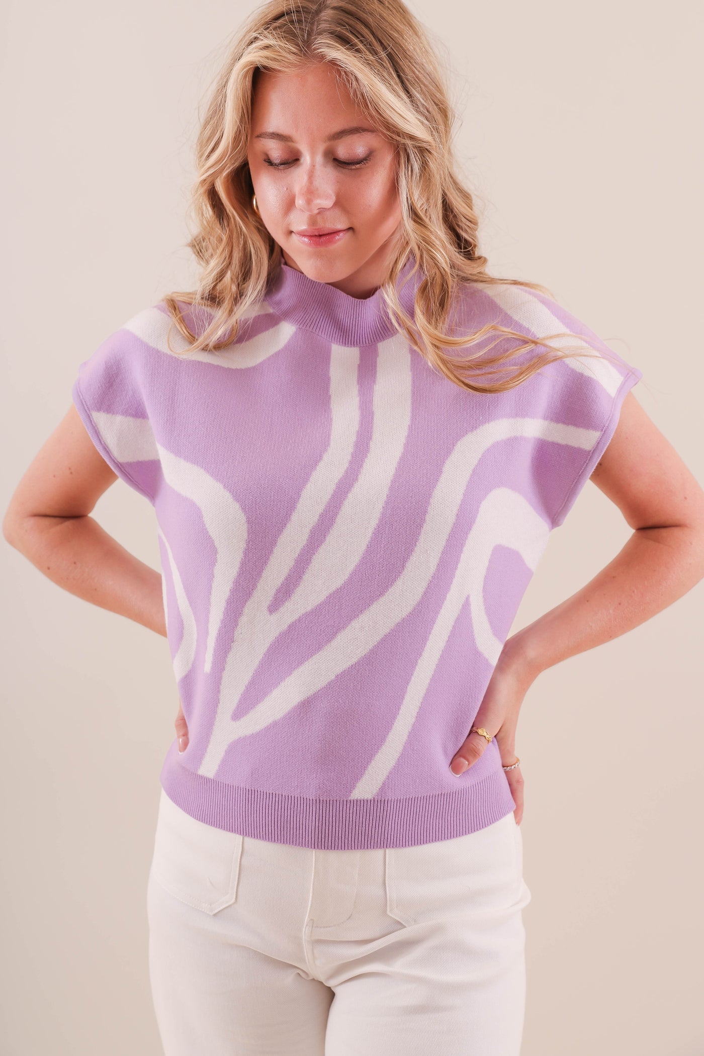 Women's Purple and White Blouse- Women's Preppy Tops- Eesome Tops