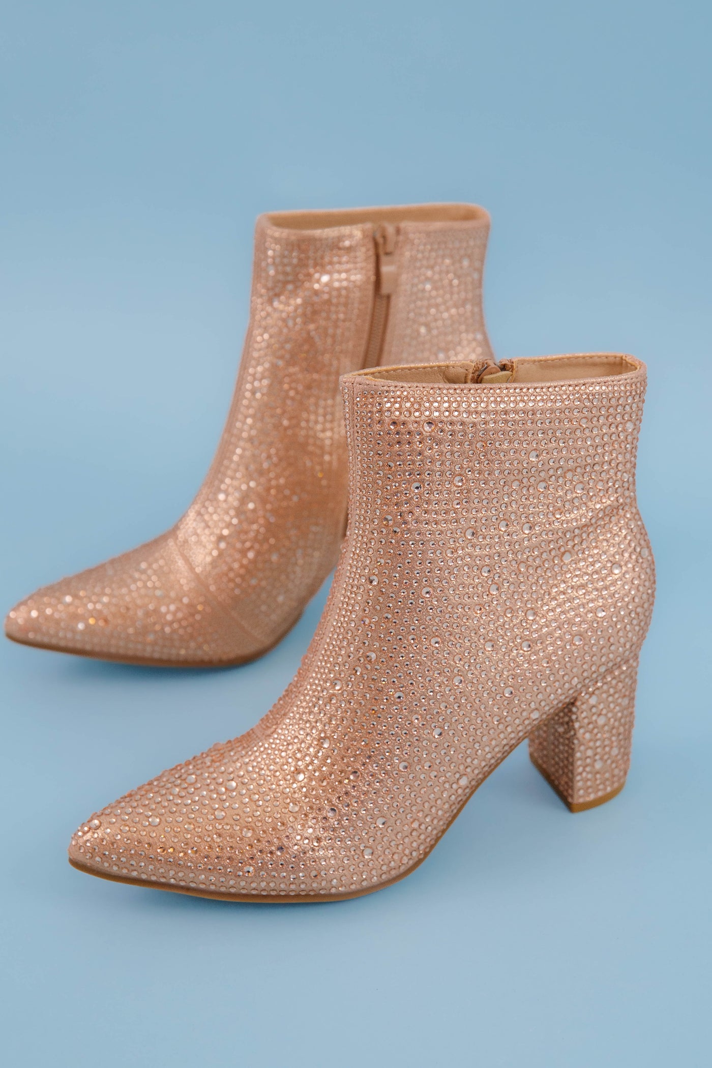 Rose Gold Rhinestone Boots- Rose Gold Rhinestone Booties- Rose Gold Concert Boots- Iceberg 12 Boots
