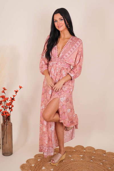 Pink Paisley Maxi Dress- Colorful Vacation Dresses- Aakaa Maxi Dress