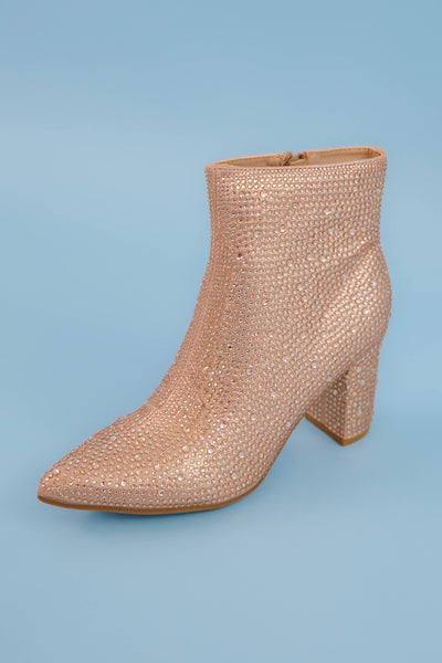 Rose Gold Rhinestone Boots- Rose Gold Rhinestone Booties- Rose Gold Concert Boots- Iceberg 12 Boots