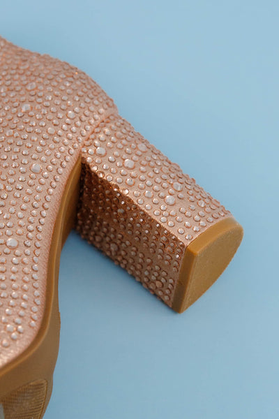 Rose Gold Rhinestone Boots- Rose Gold Rhinestone Booties- Rose Gold Concert Boots- Iceberg 12 Boots