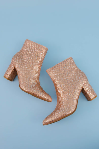 Rose Gold Rhinestone Boots- Rose Gold Rhinestone Booties- Rose Gold Concert Boots- Iceberg 12 Boots