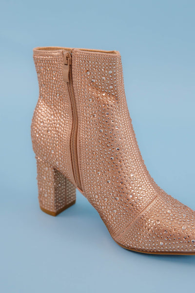 Rose Gold Rhinestone Boots- Rose Gold Rhinestone Booties- Rose Gold Concert Boots- Iceberg 12 Boots