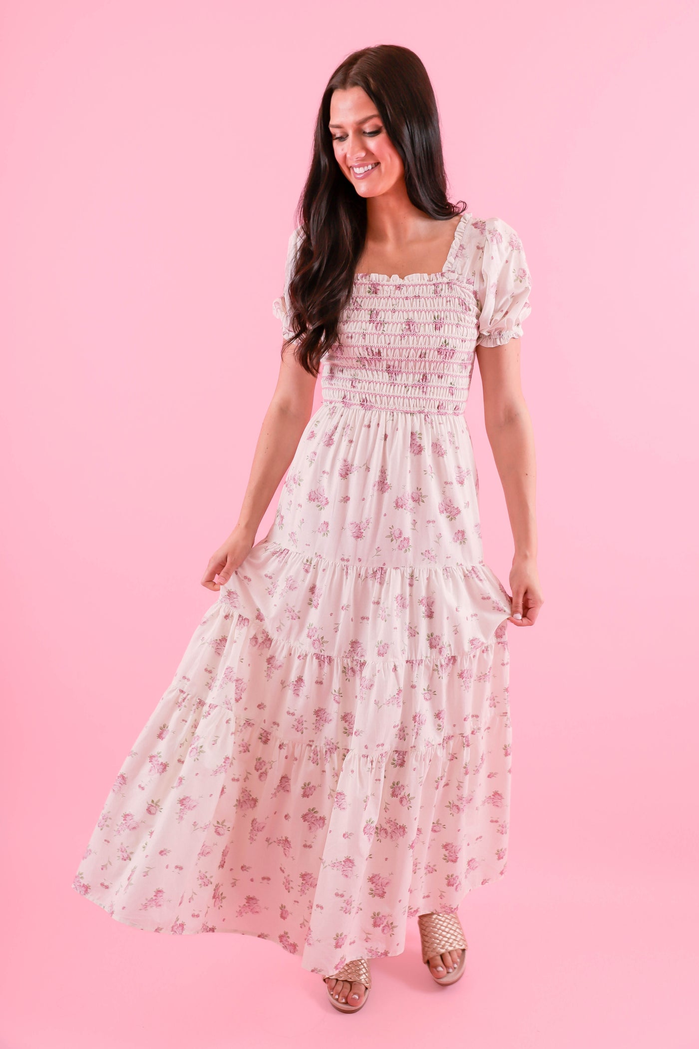 Beautiful Flower Maxi Dress- Vintage Inspired Dress- LoveShack Maxi Dress