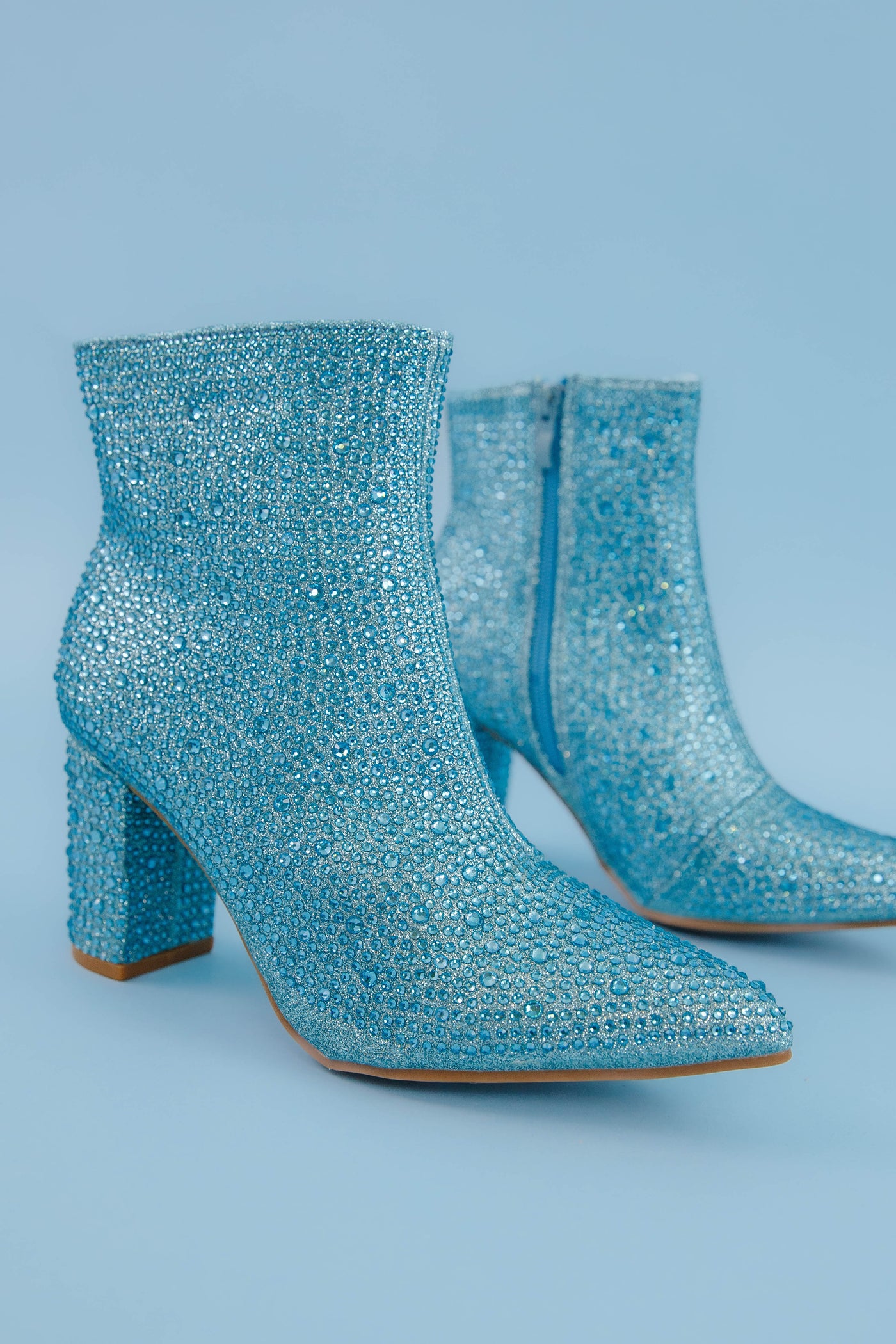 Garcelle Rhinestone Booties-Blue